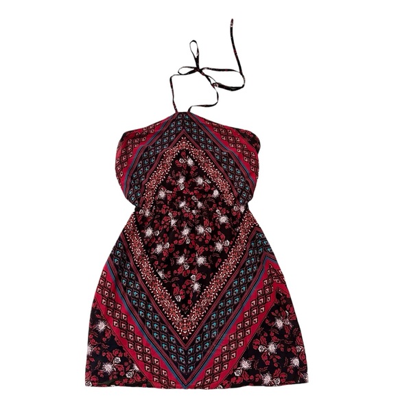 Boho Tribal Patterned Halter Mini Dress w/ Slip | Express | Small - Picture 2 of 7